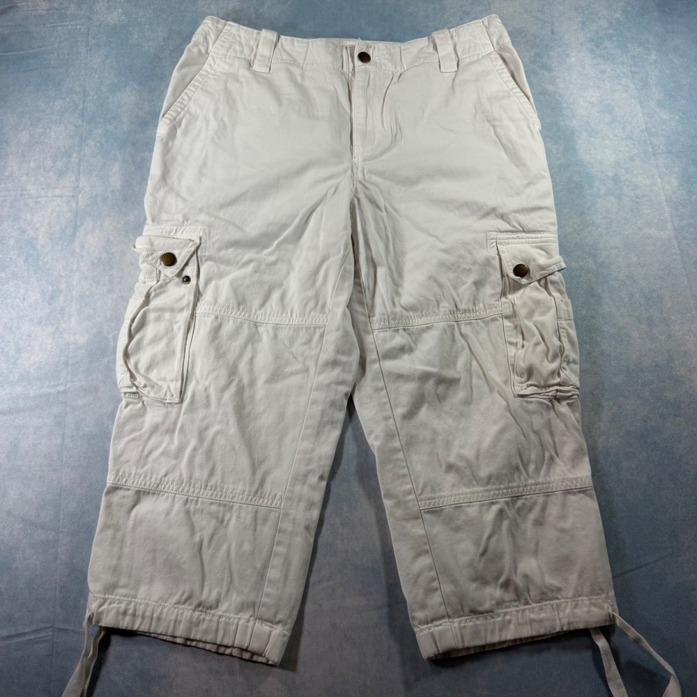 Lauren Ralph Lauren Cargo Capris Womens 12 White Excellent Utility Cropped Pants